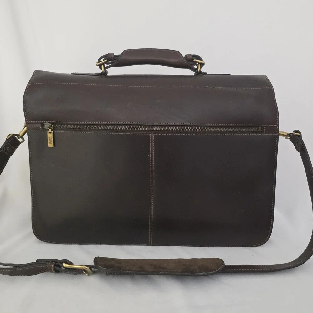 Wilsons Pelle Studio Italian Leather Satchel Briefcase Brown Messenger Bag Y2K